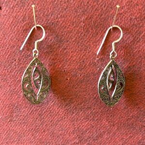 Sterling silver fishhook earrings.